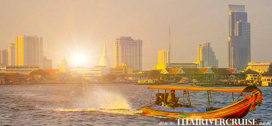 Private sunset longtails boat Bangkok on the Chao phraya river Bangkok Thailand