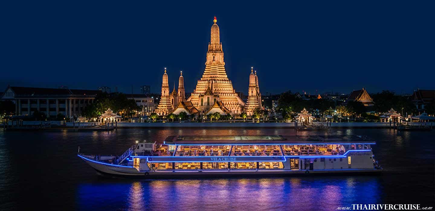 VELA Cruise Bangkok Dinner Cruise Asiatique the riverfront Chaophraya river dinner cruise buffet drink beer promotion cheap price ticket discount booking reservation