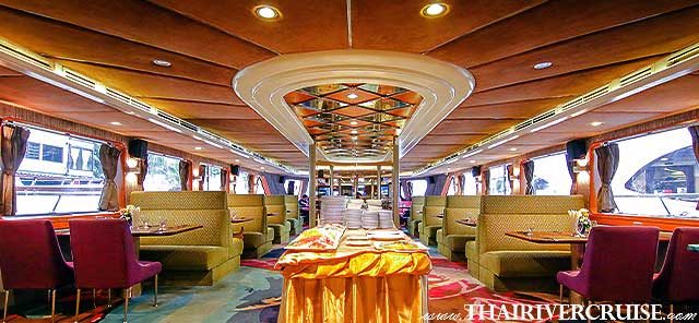 Grand Pearl Bangkok Dinner Cruise - The Main Decks (1st & 2nd Floors): Ideal for guests who prefer a climate-controlled environment with floor-to-ceiling windows.