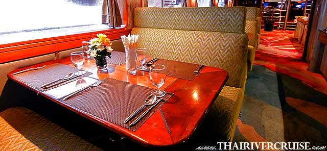 Grand Pearl Bangkok Dinner Cruise - The Main Decks (1st & 2nd Floors): Ideal for guests who prefer a climate-controlled environment with floor-to-ceiling windows.