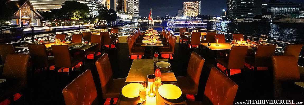 Meridian Cruise Dinner Cruise ICONSIAM experience. Enjoy a luxury international buffet, live music, and stunning views of the Chao Phraya River landmarks.