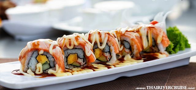 Alangka Sunset Cruise Bangkok Skyline Sunset Cruise ICON-siam - international buffet features a lavish spread of Japanese food