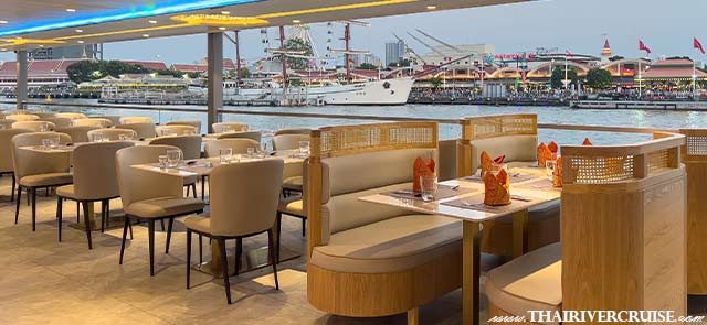 he Planet Cruise Sunset Cruise Bangkok Five Star - The Second Deck: A mix of open-air seating and a stylish bow area for those