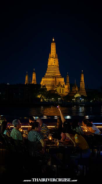 Valentine Dinner Cruise Asiatique Bangkok White Orchid River Cruise a magnificent three-deck vessel designed for comfort and style. Whether you prefer the cozy, air-conditioned interior or the panoramic 360-degree open-air rooftop, you are guaranteed a front-row seat to Bangkok’s most beautiful landmarks.