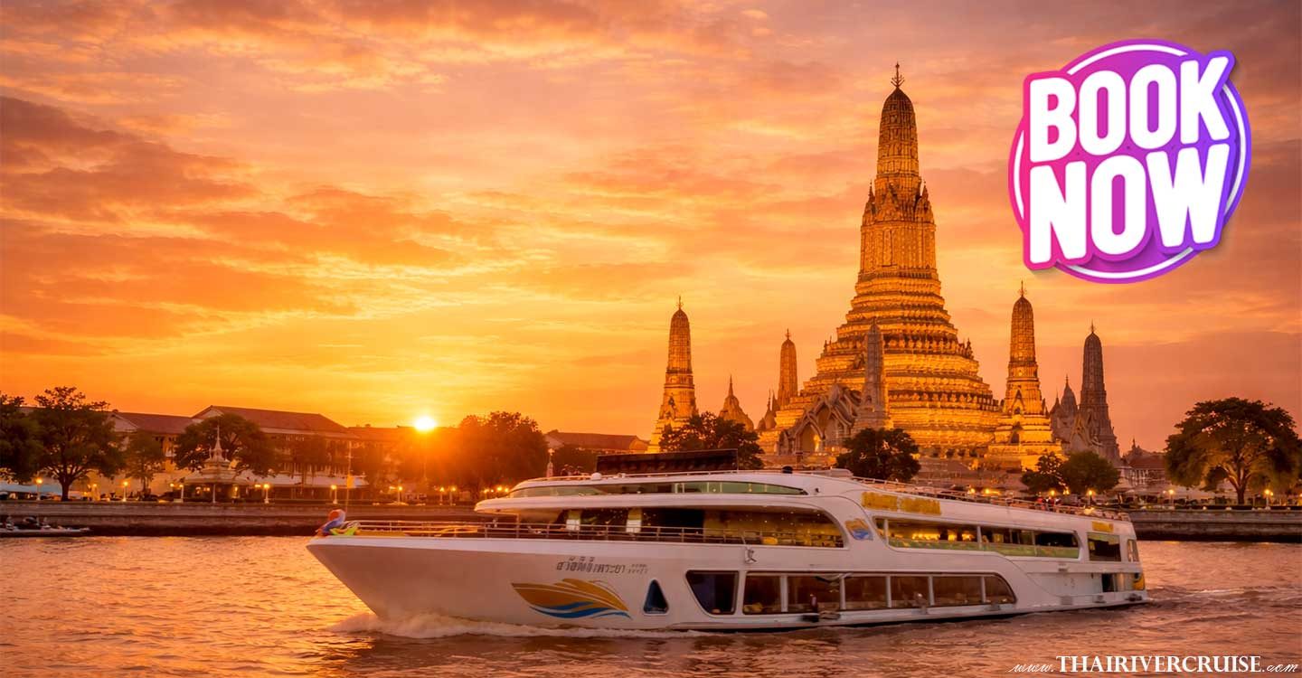 Sunset Cruise Bangkok with Sawasdee Chaophraya Cruise at ICONSIAM Including as Unlimited Free Flow Beer, International buffet seafood. Ticket Booking Reservation