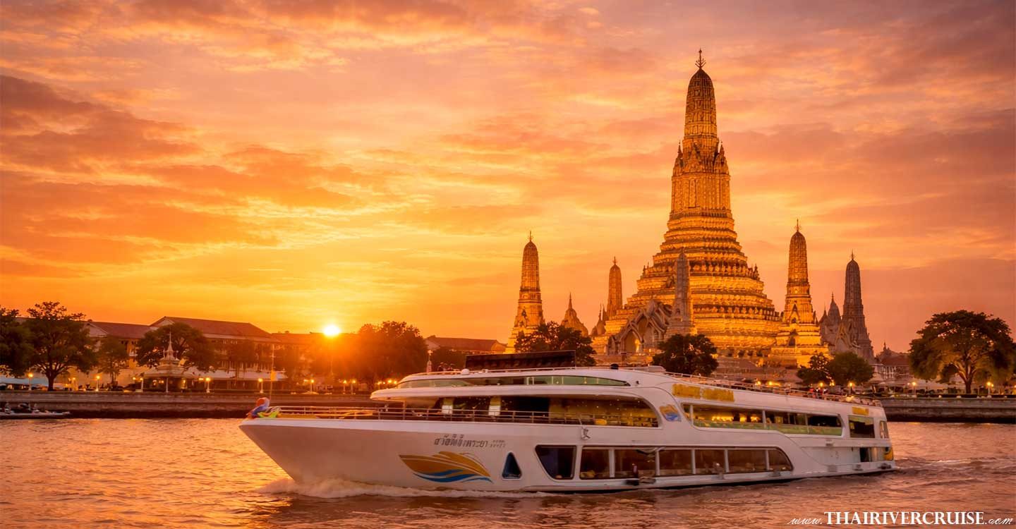 Sunset Cruise Bangkok Iconsiam Sawasdee Chaophraya Cruise - Experience the best sunset cruise Bangkok at ICONSIAM. Enjoy the Sawasdee Chaophraya Cruise with a luxury seafood buffet, beer & live music, ticket booking reservation 