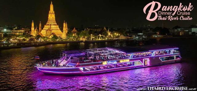 Smile Riverside Cruise | Bangkok Dinner Cruise Experience - Indulge in a luxury buffet and live music on the Smile Riverside Cruise. See Wat Arun and the Grand Palace illuminated. Book your magical night now!