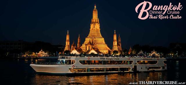 Viva Alangka Cruise : If you are looking for the pinnacle of luxury while navigating the "River of Kings," the Viva Alangka Cruise stands out as a top-tier choice. This massive, three-story vessel offers an unparalleled perspective of Bangkok’s illuminated skyline, blending traditional Thai hospitality with modern elegance.