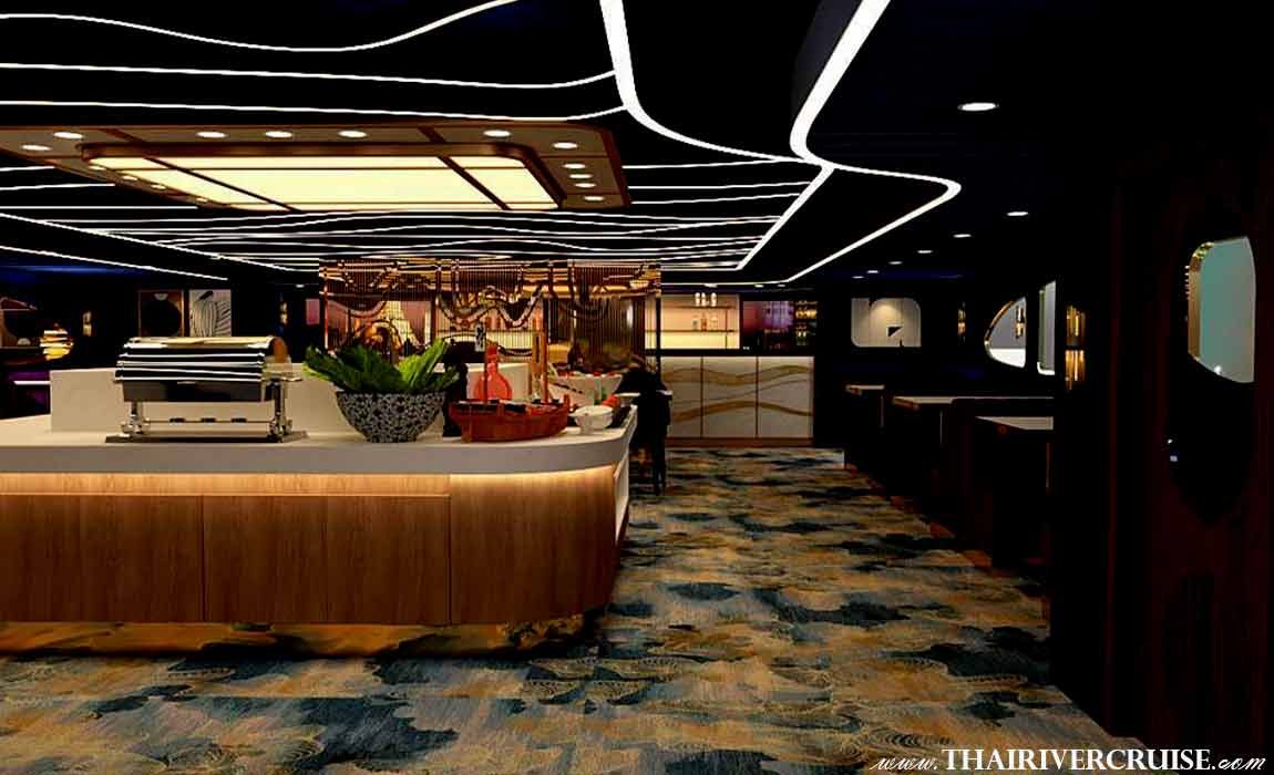 Experience the Pearl Boutique Cruise Bangkok. Enjoy a luxury cruise in Thailand with a 5-star buffet, live music, and stunning views of the Chao Phraya River - Pearl Boutique Cruise Bangkok premium cruise Bangkok
