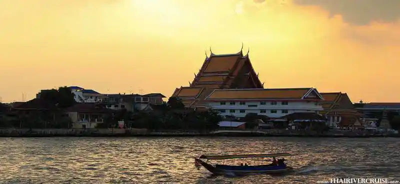 Longtails boat sunset river Bangkok Longtails boat sunset river Bangkok