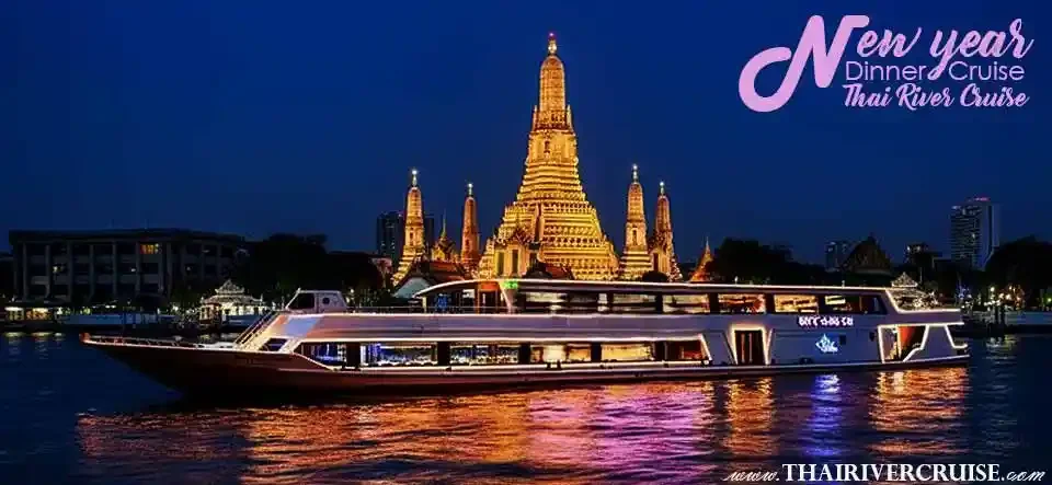 Chao Phraya Princess Cruise open-air deck guests photographing the New Year's Eve fireworks display Chao Phraya Princess Cruise open-air deck guests photographing the New Year's Eve fireworks display