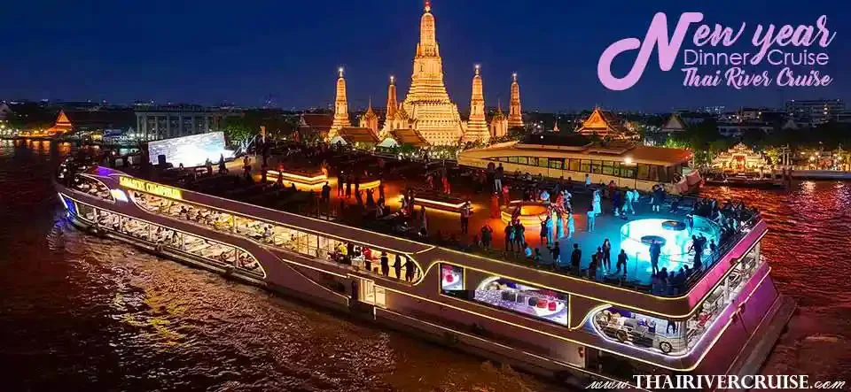 Sawasdee Chaophraya Cruise rooftop seating with panoramic river views for New Year's Eve Sawasdee Chaophraya Cruise rooftop seating with panoramic river views for New Year's Eve